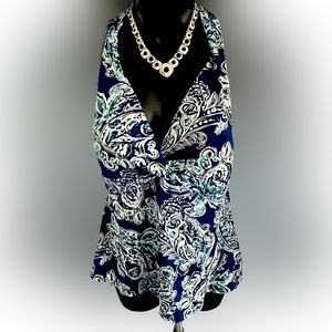 Gorgeous Tanking Top in multicolor detail &  halter style in Size 14